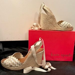 Kate Spade Espadrilles, ankle tie with ric rac, size 9